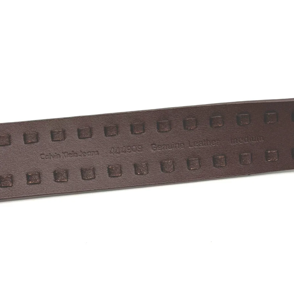 Y2K Calvin Klein Leather Belt Brown Brass Chain Stud Boho Western Medium 36